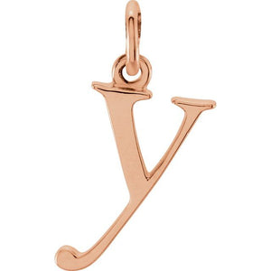 Lowercase Initial Pendant in 14K Gold with Multiple Design Options