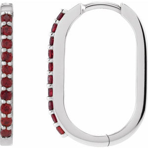 Natural White Sapphire Hoop Earrings in 14K Gold, Silver & Platinum