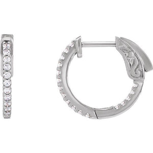 14K White Gold 6 1/4 CTW Diamond Inside-Outside Hinged Hoop Earrings