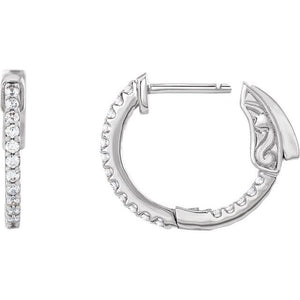 14K White Gold 6 1/4 CTW Diamond Inside-Outside Hinged Hoop Earrings