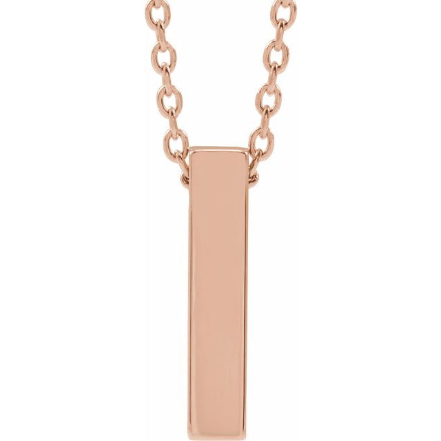 14K Gold Engravable Four-Sided Vertical Bar Slide Pendant