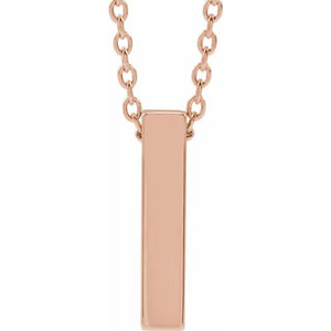Engravable Four-Sided Vertical Bar Necklace in 14K Gold, Sterling Silver and Platinum