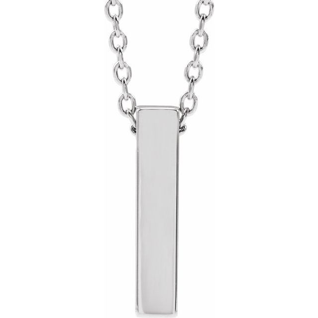 Engravable Four-Sided Vertical Bar Necklace in 14K Gold, Sterling Silver and Platinum