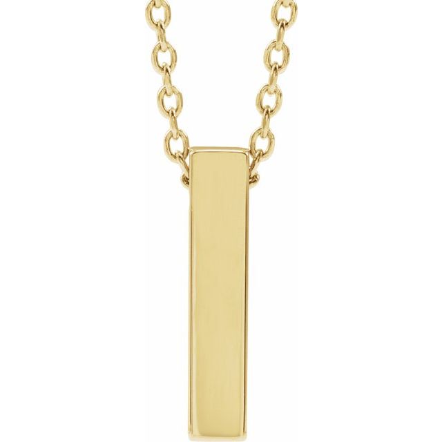 14K Gold Engravable Four-Sided Vertical Bar Slide Pendant