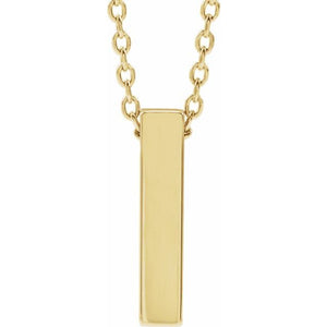 14K Gold Engravable Four-Sided Vertical Bar Slide Pendant