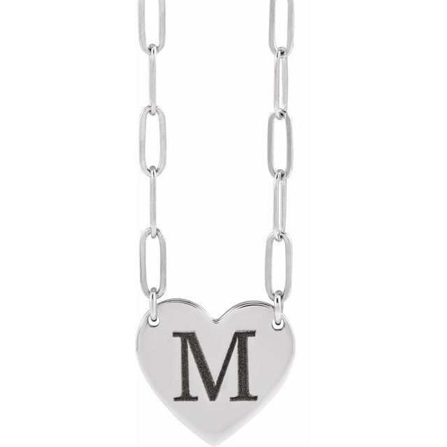 Sterling Silver Engravable Heart Necklace