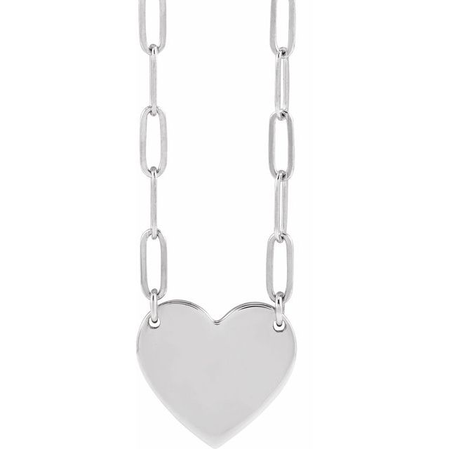 Sterling Silver Engravable Heart Necklace