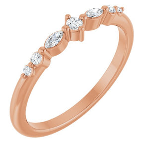 14K Gold Natural Diamond Stackable Ring - Options Available