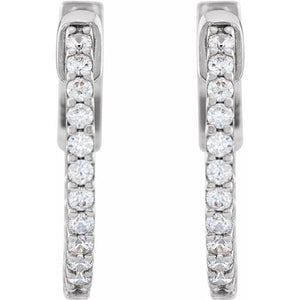 14K White Gold 6 1/4 CTW Diamond Inside-Outside Hinged Hoop Earrings