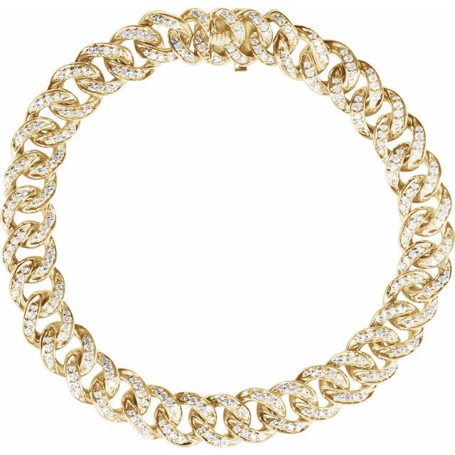 14K Yellow Gold, 7x5 mm Natural Diamond 1.5 CTW Link Bracelet