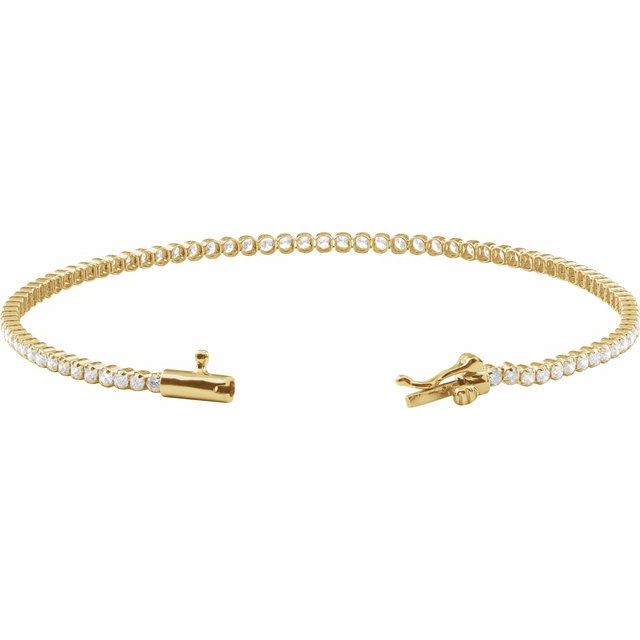 14K Yellow Gold, 7x5 mm Natural Diamond Line Bracelet - 1 5/8 CTW