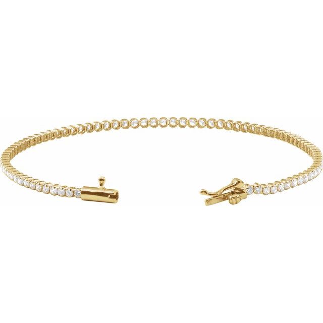 14K Gold Natural Diamond Lightweight Line Bracelet - Options Available