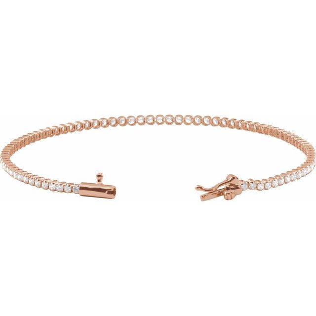 14K Yellow Gold, 7x5 mm Natural Diamond Line Bracelet - 1 5/8 CTW