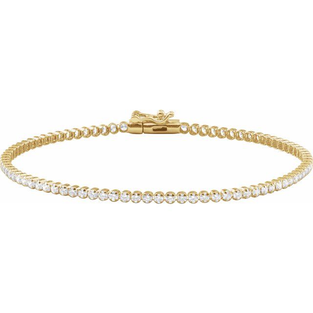 14K Yellow Gold, 7x5 mm Natural Diamond Line Bracelet - 1 5/8 CTW