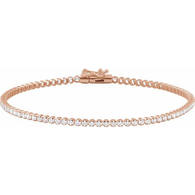 14K Yellow Gold, 7x5 mm Natural Diamond Line Bracelet - 1 5/8 CTW