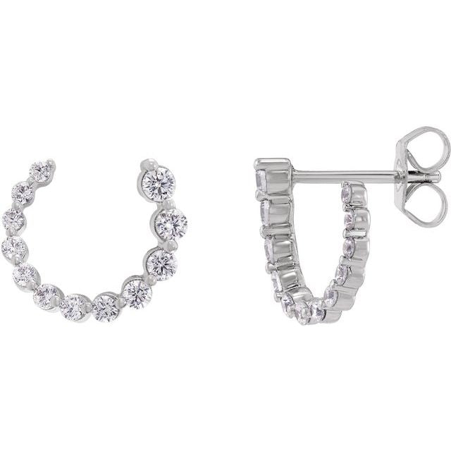 14K Gold Natural Diamond Front-Back Earrings