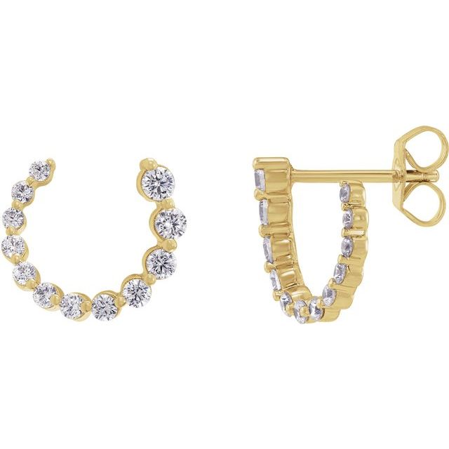 14K Gold Natural Diamond Front-Back Earrings