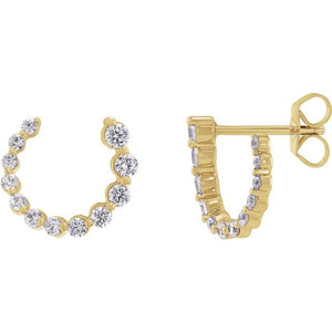 14K Gold Natural Diamond Front-Back Earrings