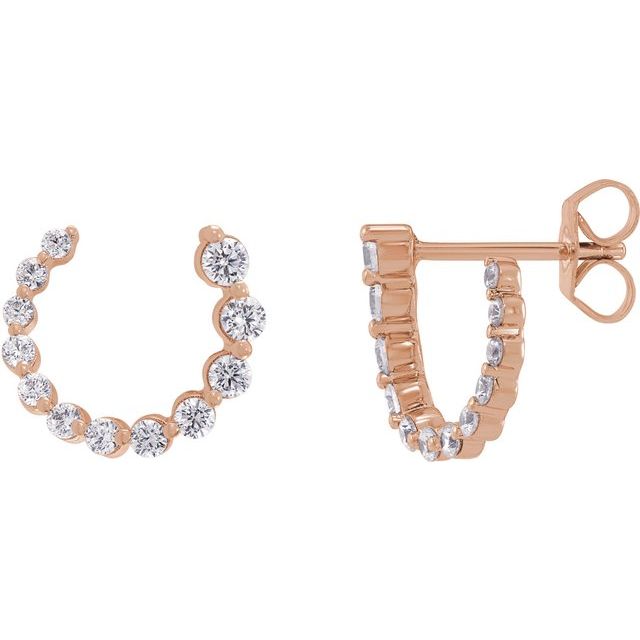 14K Gold Natural Diamond Front-Back Earrings