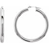 14K White Tube 20 mm Hoop Earrings