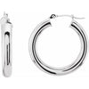 14K White Tube 20 mm Hoop Earrings