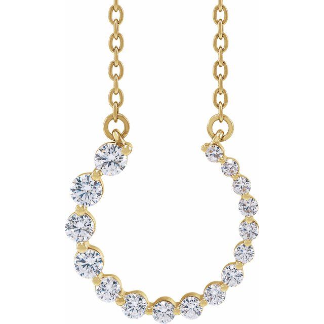 14K Gold Natural Diamond Adjustable Necklace - Options Available