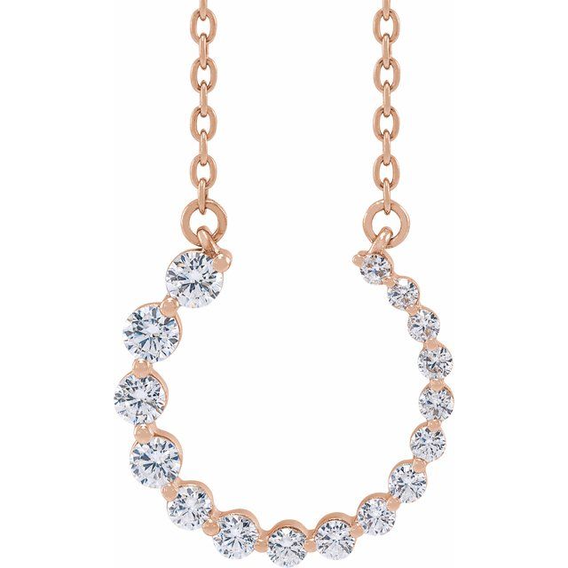 14K Gold Natural Diamond Adjustable Necklace - Options Available