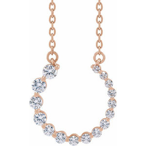 14K Gold Natural Diamond Adjustable Necklace - Options Available