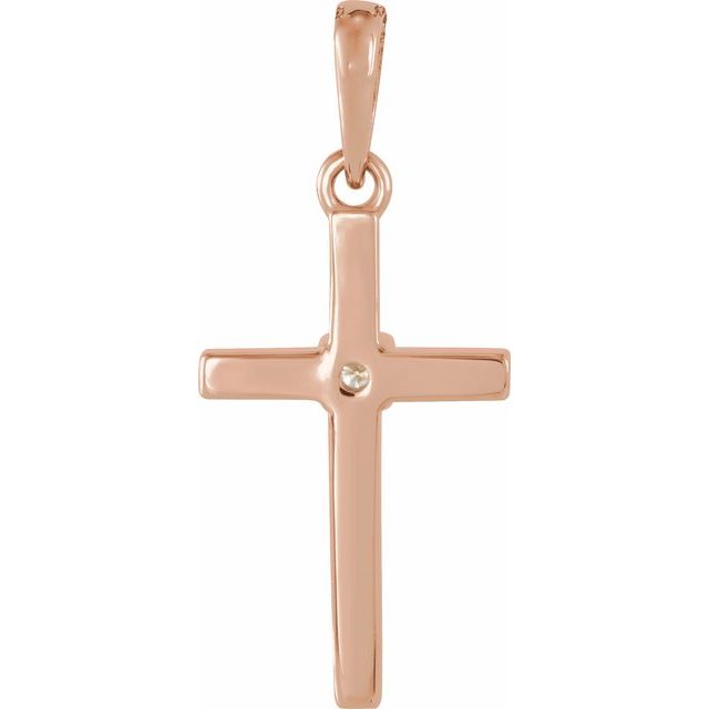 14K Yellow Gold .015 CT Natural Diamond Cross Necklace