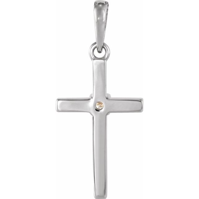 14K Yellow Gold .015 CT Natural Diamond Cross Necklace