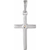 14K Yellow Gold .015 CT Natural Diamond Cross Necklace