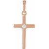 14K Yellow Gold .015 CT Natural Diamond Cross Necklace