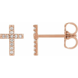 Sterling Silver Natural Diamond Cross Earring