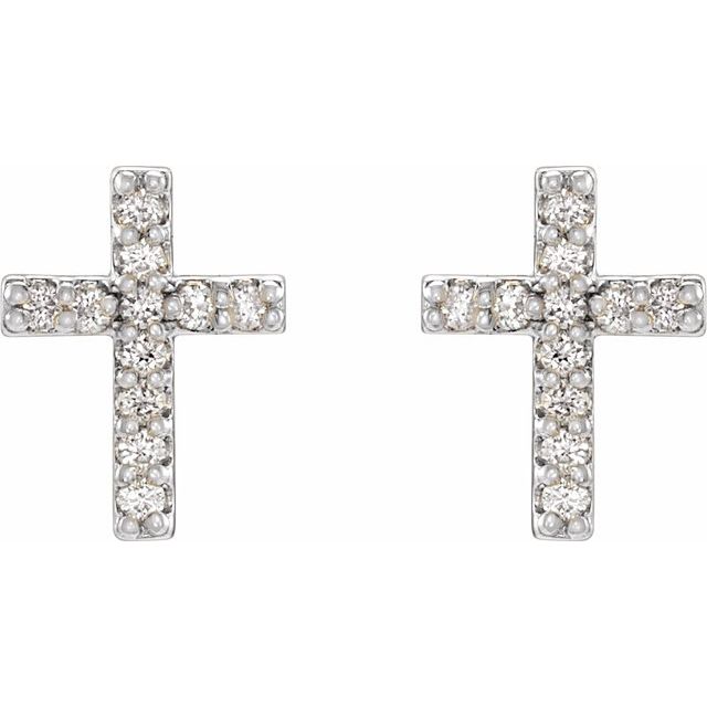 Sterling Silver .04 CTW Natural Diamond Cross Earring - Polished