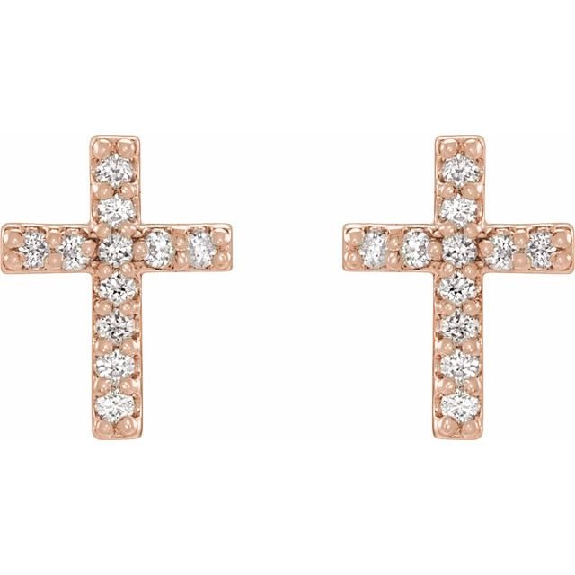 Sterling Silver .04 CTW Natural Diamond Cross Earring - Polished