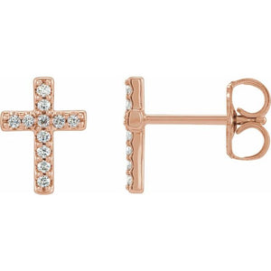 Sterling Silver Natural Diamond Cross Earring