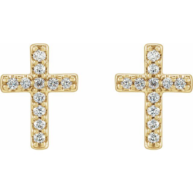 Sterling Silver .04 CTW Natural Diamond Cross Earring - Polished