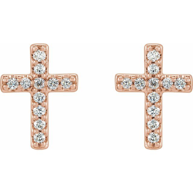 Sterling Silver .04 CTW Natural Diamond Cross Earring - Polished