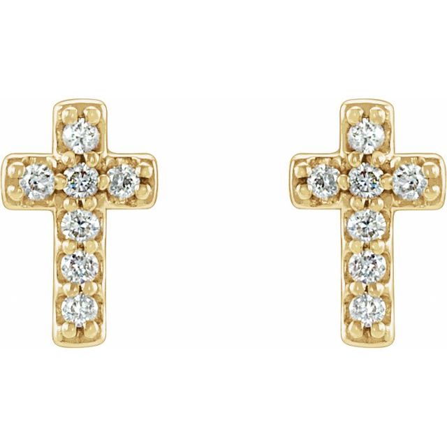 Sterling Silver .04 CTW Natural Diamond Cross Earring - Polished