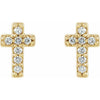 Sterling Silver .04 CTW Natural Diamond Cross Earring - Polished