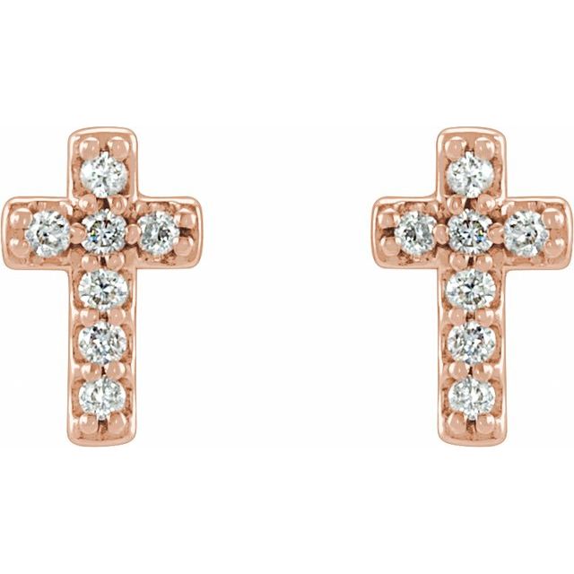 Sterling Silver .04 CTW Natural Diamond Cross Earring - Polished