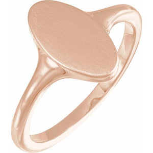 14K Gold & Platinum Oval Signet Ring - Options Available