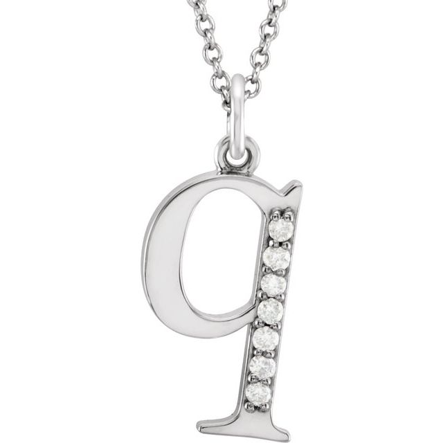 14K White Gold .025 CTW Natural Diamond Initial 'A' 16" Necklace