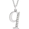 14K White Gold .025 CTW Natural Diamond Initial 'A' 16