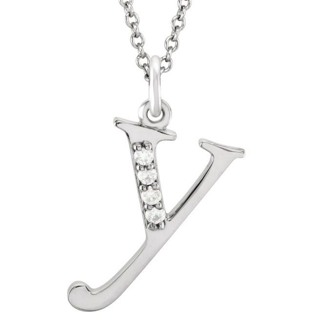 14K White Gold .025 CTW Natural Diamond Initial 'A' 16" Necklace