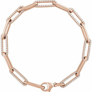 14K Gold Natural Diamond Link Bracelet - Options Available