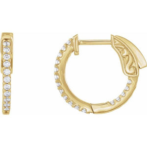 14K White Gold 6 1/4 CTW Diamond Inside-Outside Hinged Hoop Earrings
