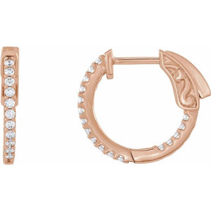 14K White Gold 6 1/4 CTW Diamond Inside-Outside Hinged Hoop Earrings