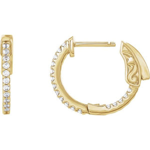 14K White Gold 6 1/4 CTW Diamond Inside-Outside Hinged Hoop Earrings