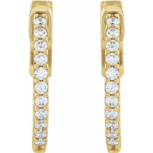 14K White Gold 6 1/4 CTW Diamond Inside-Outside Hinged Hoop Earrings